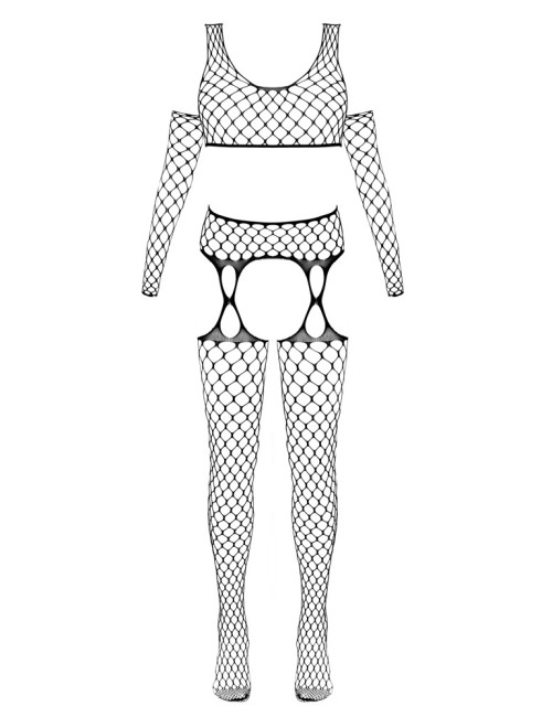 Ensemble Résille 3 Pièces Noir Sexy Femme – Look Sensuel Chic