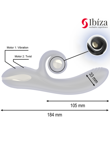IBIZA - VIBRATEUR TWISTER AVEC STIMULATEUR DE COURBES ET VIBRO-ROTATION