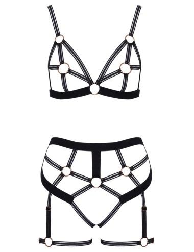 Set lingerie BDSM harnais noir - Cotelli Lingerie