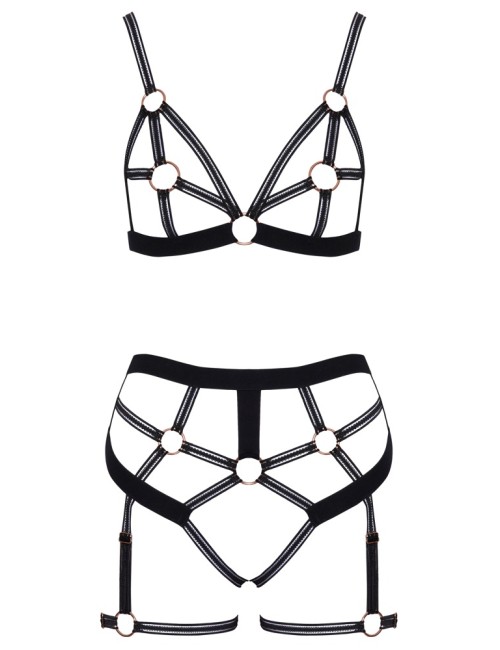 Set lingerie BDSM harnais noir - Cotelli Lingerie