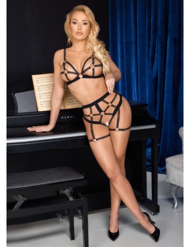 Set lingerie BDSM harnais noir - Cotelli Lingerie