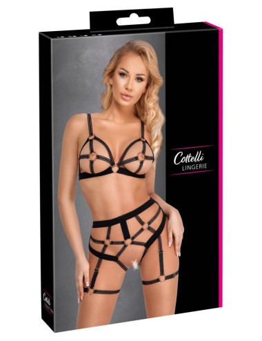 Set lingerie BDSM harnais noir - Cotelli Lingerie