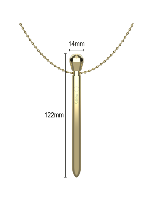 IBIZA - STIMULATEUR DE POCHE CLITO COLLIER CHARGEUR USB 12 MODES DE VIBRATION DORÉ 12,2 X 1,5
