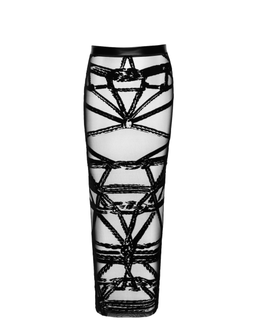 Jupe longue fendue Bondesque F360 - Noir Handmade