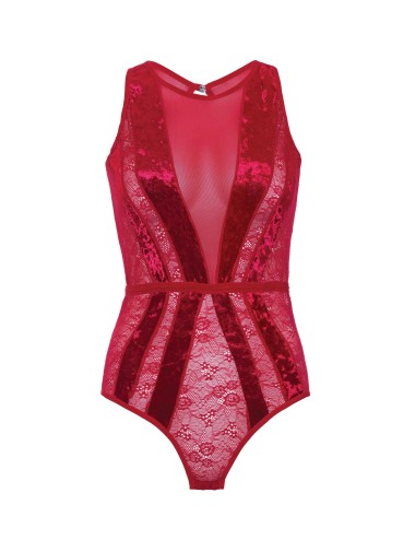 Body Rouge Dentelle Florale – Passion Intense & Dos Ajouré
