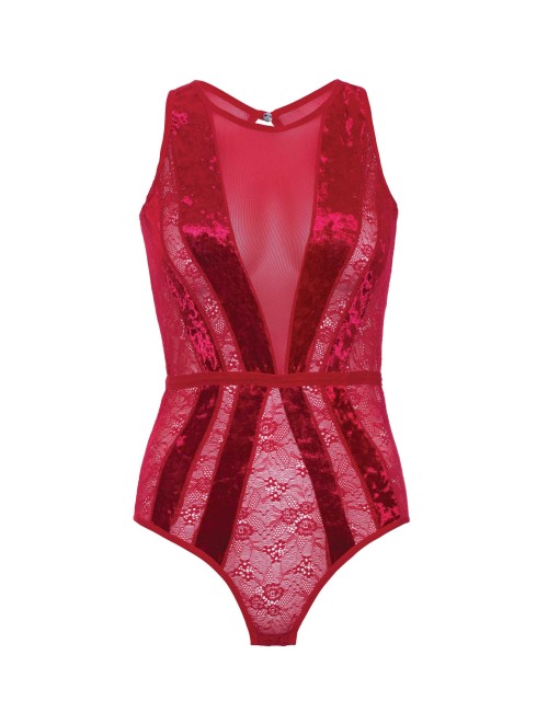 Body Rouge Dentelle Florale – Passion Intense & Dos Ajouré