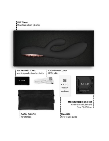 LELO INA Thrust Rabbit Vibrateur Noir – Double Plaisir Absolu | RoselyseLinerie