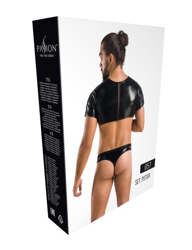 Ensemble Peter noir Passion 057 – Lingerie wetlook sexy homme