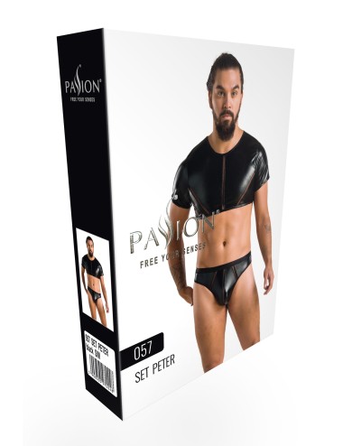 Ensemble Peter noir Passion 057 – Lingerie wetlook sexy homme