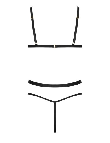 Body noir dentelle sexy avec chaînes dorées amovibles femme- Disponible chez Roselyse lingerie