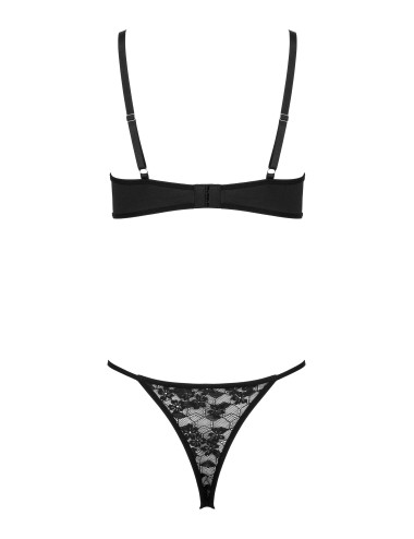 Ensemble lingerie noir 2 pièces dentelle avec string femme- Disponible chez Roselyse lingerie