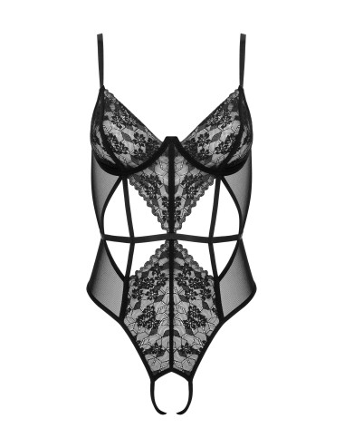 Body noir en dentelle et tulle avec armatures lingerie sexy