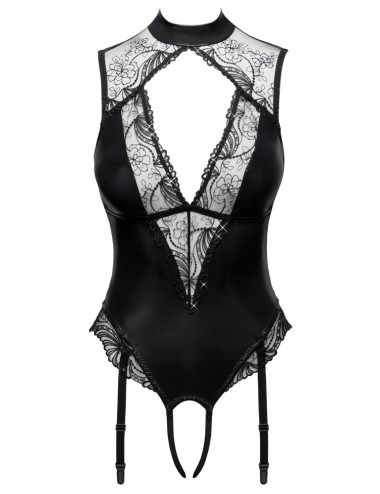 Body String Ouvert Wetlook Noir à Sequins – Jarretelles Amovibles | Cottelli Lingerie