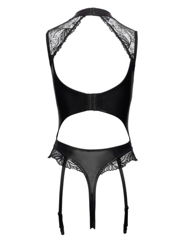 Body String Ouvert Wetlook Noir à Sequins – Jarretelles Amovibles | Cottelli Lingerie