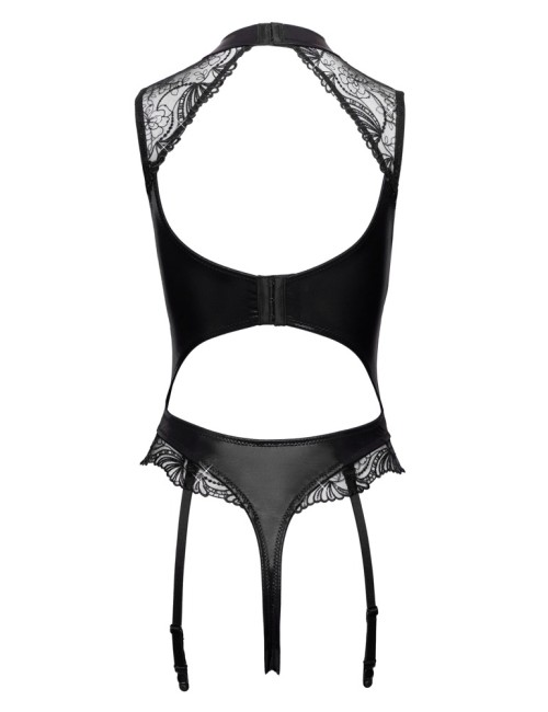 Body String Ouvert Wetlook & Tulle Pailleté avec Jarretelles Amovibles – Cottelli Lingerie