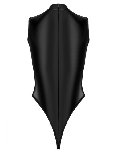Body noir wetlook dentelle sans manches lingerie sexy femme