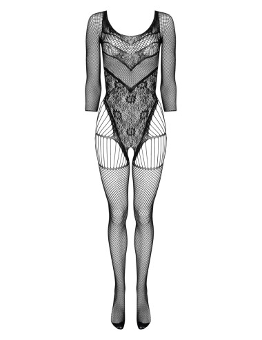 Bodystocking KOTEK Noir Ouvert en Dentelle Florale Femme