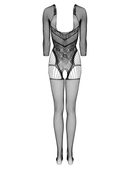 Bodystocking KOTEK Noir Ouvert en Dentelle Florale Femme