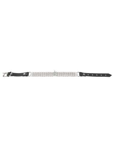 Collier en Cuir Noir Zado avec Chaînes Métalliques | Accessoire Sexy & Fetish Chic
