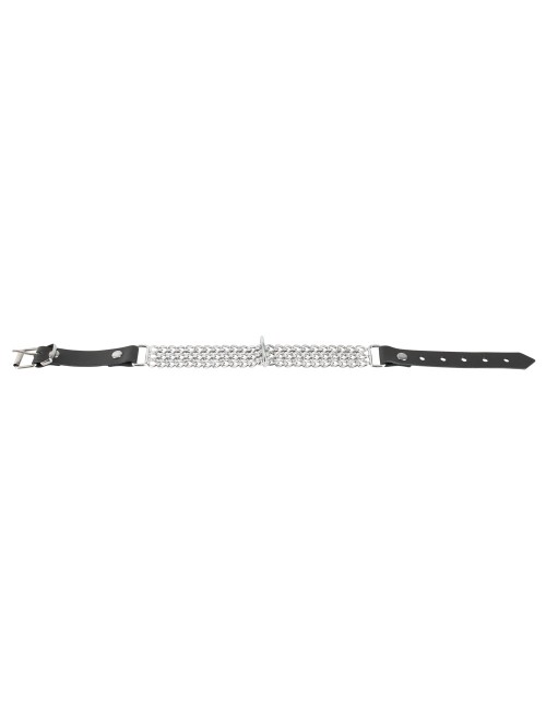 Collier en Cuir Noir avec Chaînes Métalliques Zado