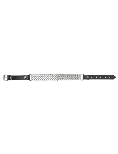 Collier en Cuir Noir Zado avec Chaînes Métalliques | Accessoire Sexy & Fetish Chic