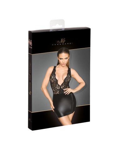 Robe courte wetlook et dentelle F214