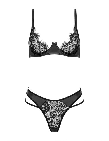 Ensemble Lingerie Noir Dentelle & Wetlook Kotek | Roselyse Lingerie