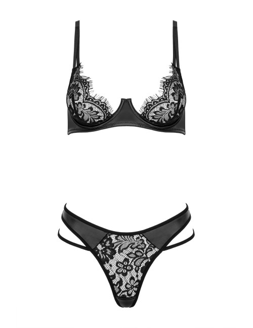 Ensemble Lingerie Noir Dentelle & Wetlook - Kotek