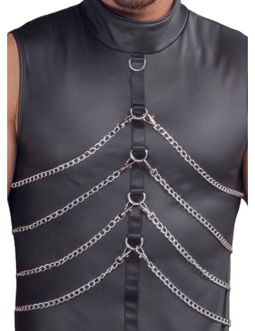Body Contour Wetlook avec Col - S/M - Noir
