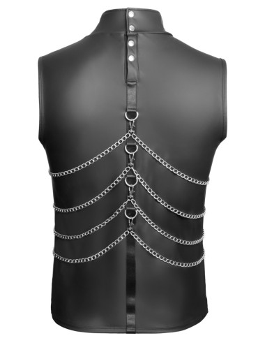 Chemise Homme Sans Manches NEK Noire avec Chaînes | Look Fetish Chic