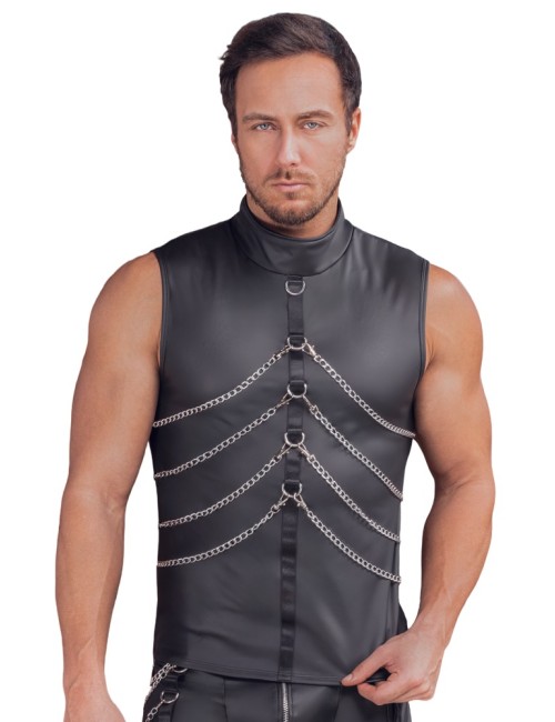 Body Contour Wetlook avec Col - S/M - Noir