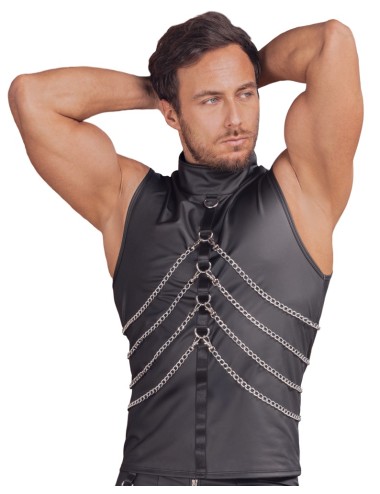 Body Contour Wetlook avec Col - S/M - Noir