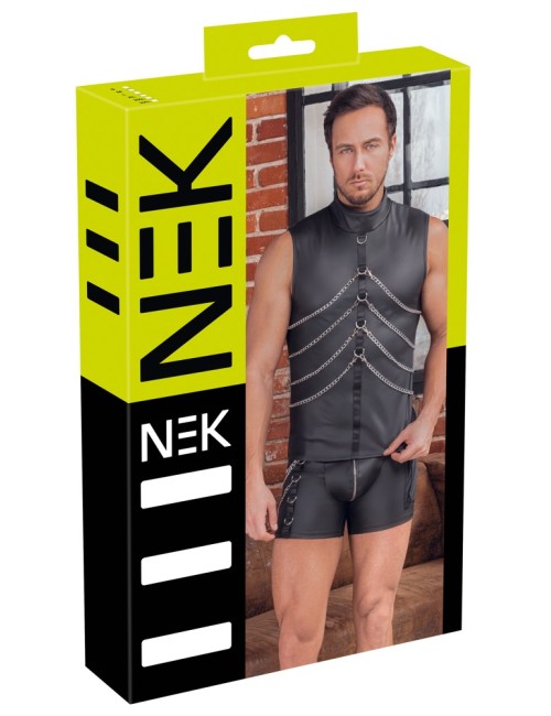 Body Contour Wetlook avec Col - S/M - Noir