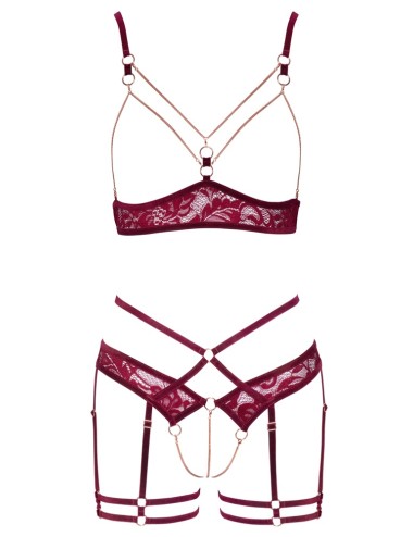 Ensemble Ouvert Dentelle Rouge Abierta Fina – Lingerie Sexy Femme