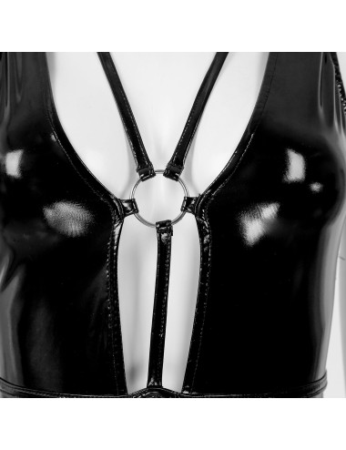 Body Wetlook Noir Décolleté Plongeant Dos Nu