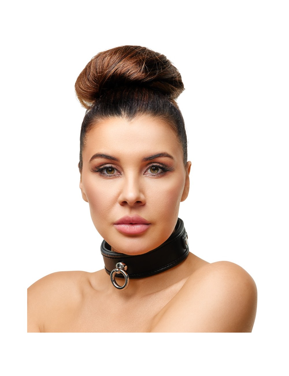 Collier de Bondage en Cuir Noir Zado