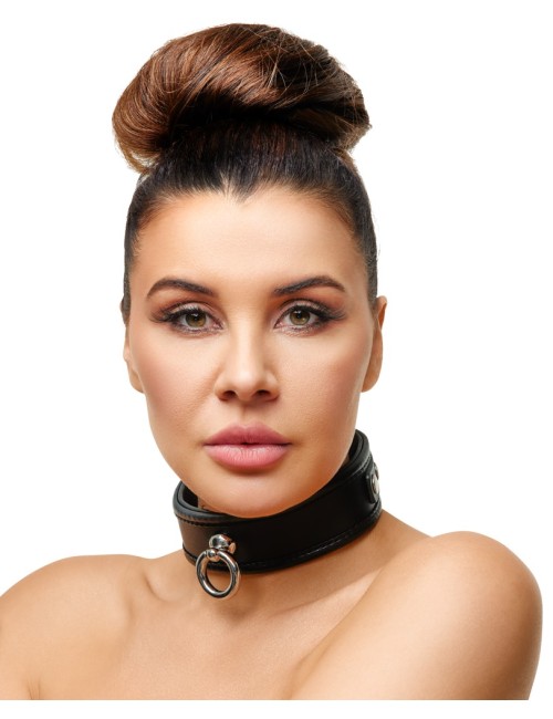 Collier de Bondage en Cuir Noir Zado