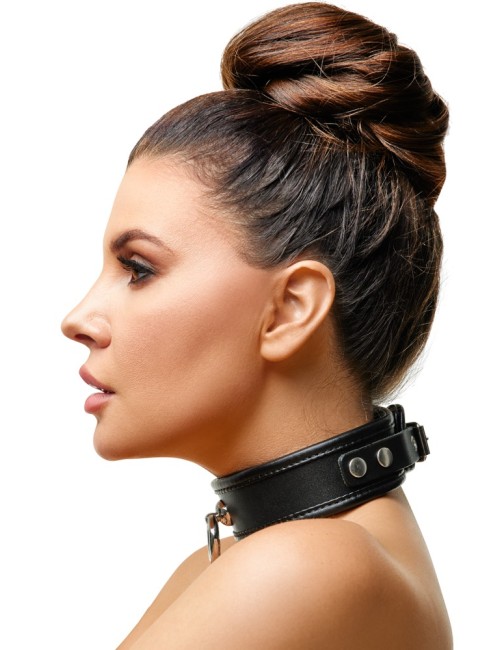 Collier de Bondage en Cuir Noir Zado