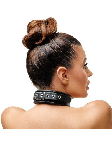 Collier de Bondage en Cuir Noir Zado