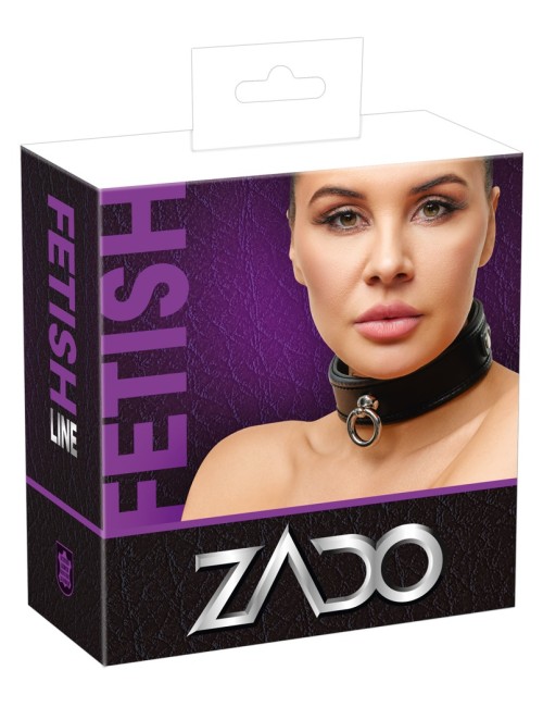 Collier de Bondage en Cuir Noir Zado