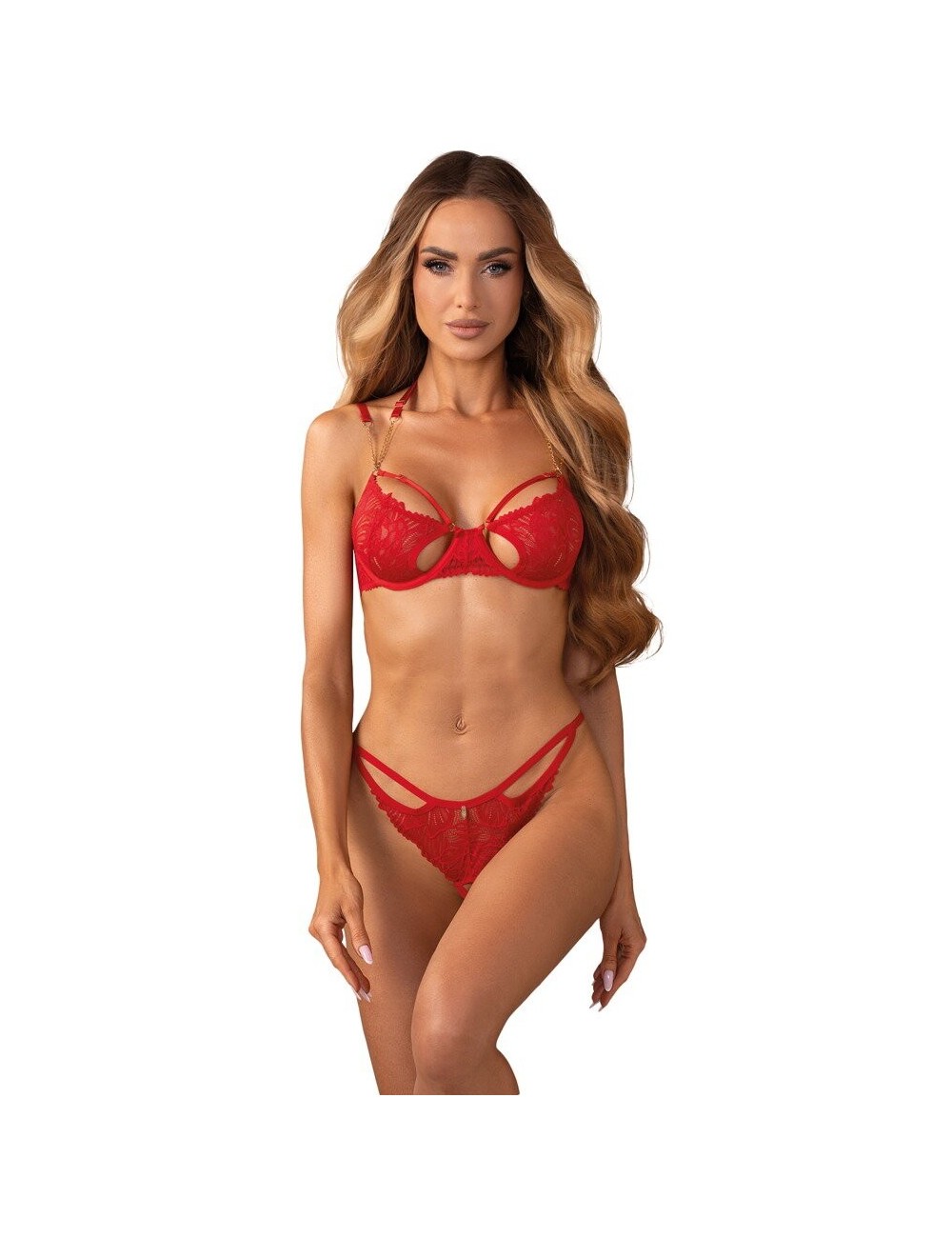 Matildea ensemble lingerie ouvert rouge Obsessive