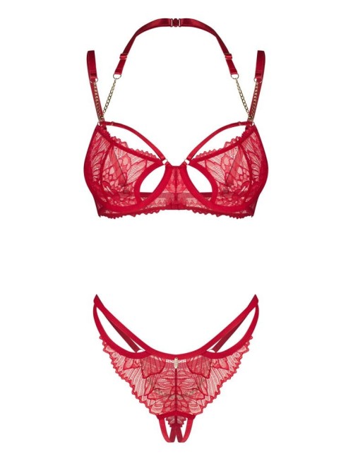 Matildea ensemble lingerie ouvert rouge Obsessive