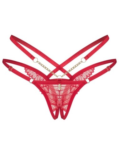 Matildea String Ouvert Rouge Obsessive – String Sexy en Dentelle