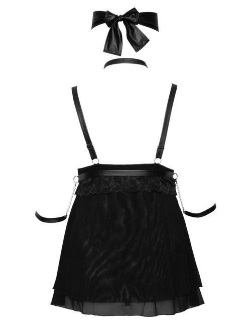 Babydoll Bondage Noir avec Collier & Menottes – Lingerie Sexy