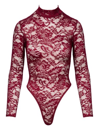 Body Dentelle Bordeaux Col Montant – Cottelli Lingerie Sexy