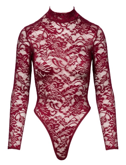 Body Dentelle Bordeaux Col Montant – Cottelli Lingerie Sexy