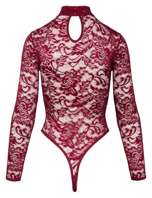Body Dentelle Bordeaux Col Montant – Cottelli Lingerie Sexy