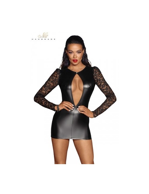 Mini robe wetlook et dentelle F253