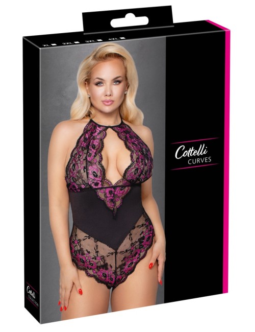 Body Transparent Dentelle Florale Ouverture Érotique Grande Taille Cottelli CURVES
