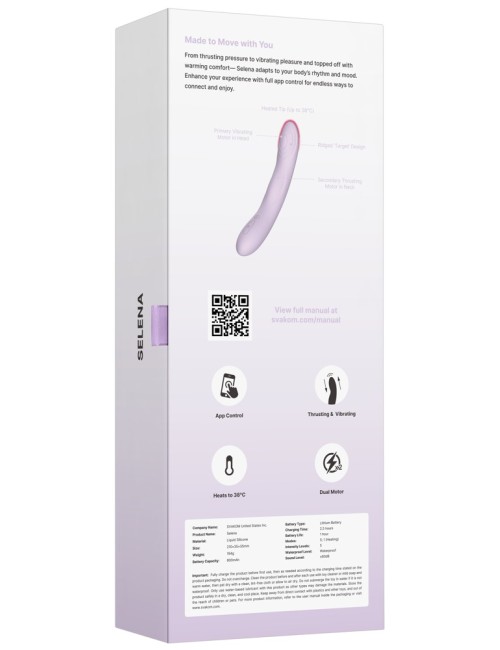 Selena Vibromasseur Chauffant Double Moteur Connecté - SVAKOM